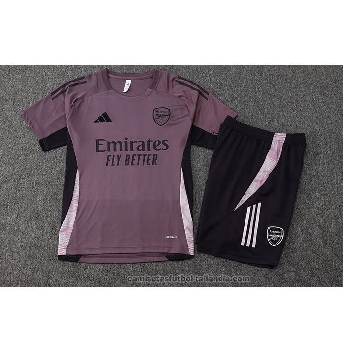Chandal del Arsenal Manga Corta 24/25 Gris Purpura - Pantalon Corto